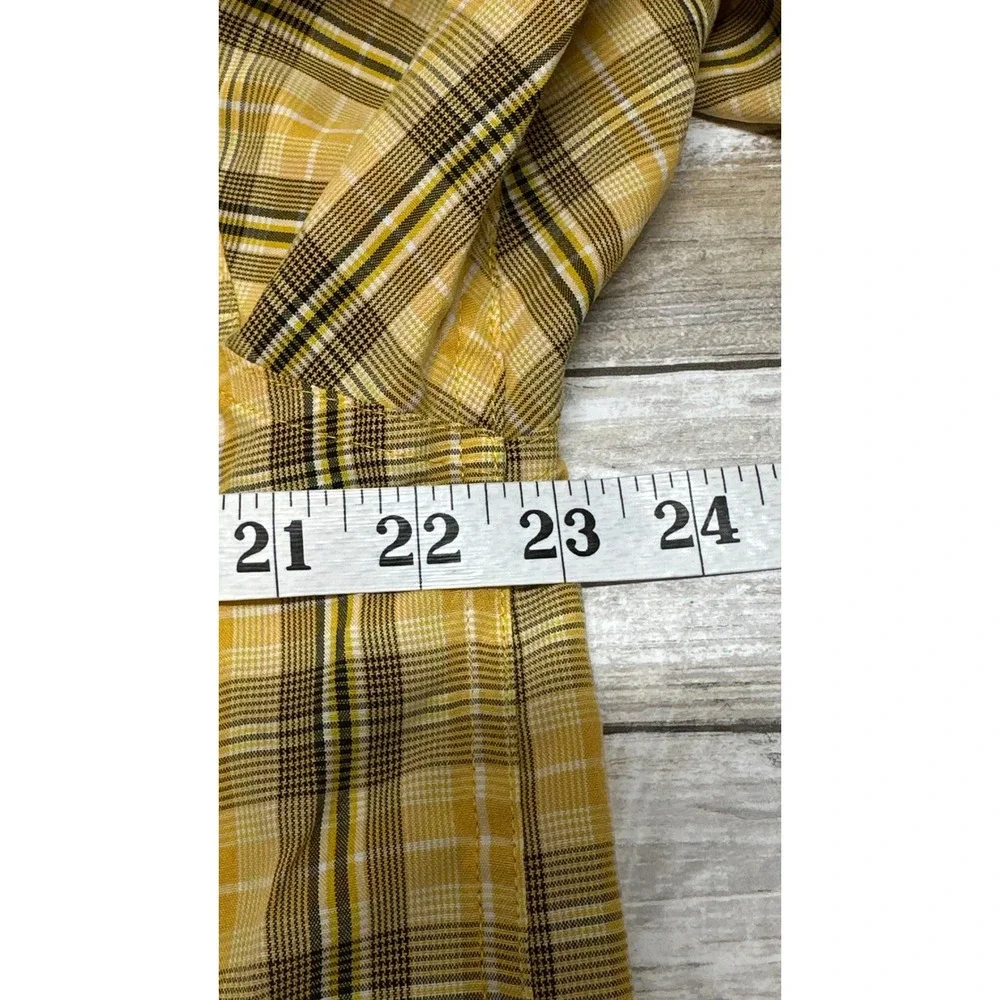 The‎ North Face Mens Yellow Plaid Short Sleeve Button Up Hiking Shirt Large
